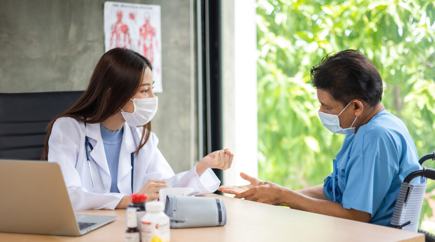 Doctor patient woman elder cropped